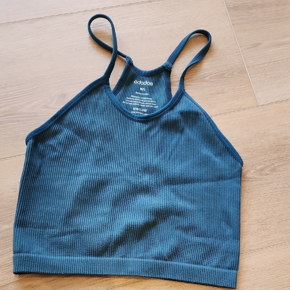 Adidas Teal Ribbed Crop Top